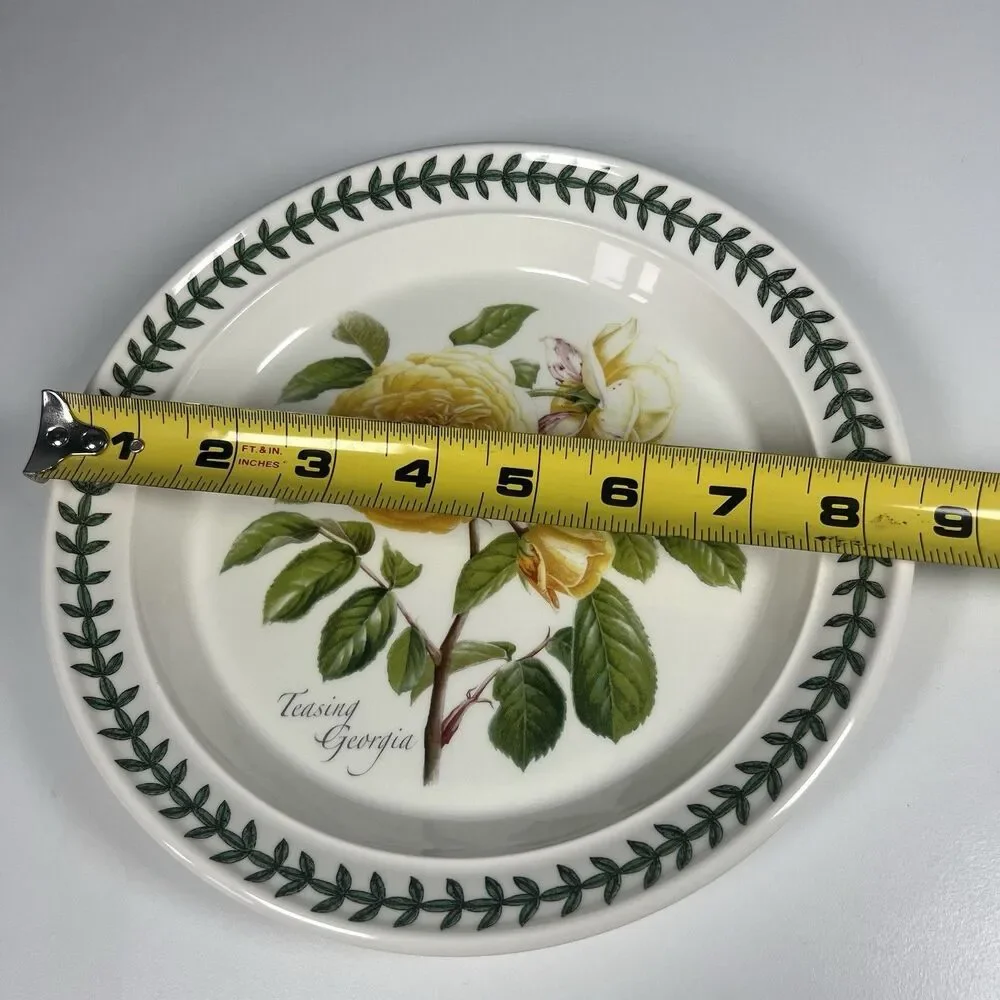 Portmeirion Botanic Roses Teasing Georgia 8.5” Salad Plate Yellow Roses Floral